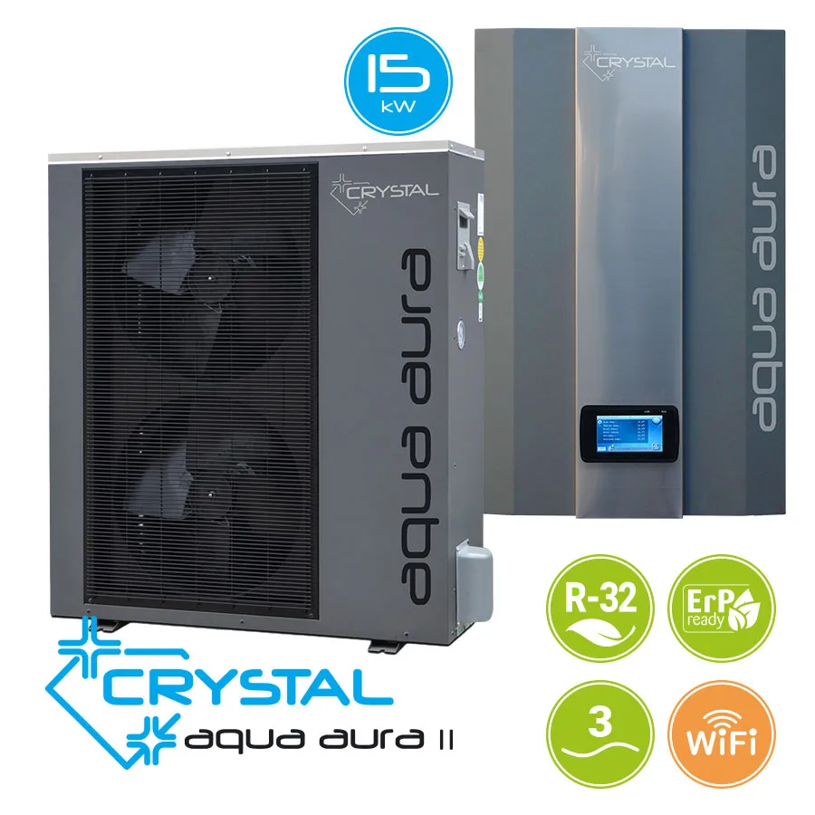 Трифазна инверторна термопомпа въздух-вода Crystal Aqua Aura II 15S, 15 kW