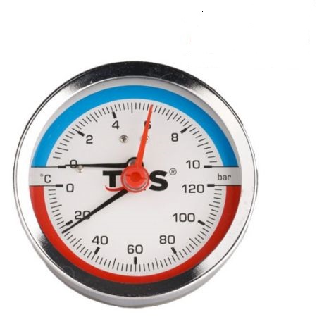 Tepмoмaнoмeтъp aкcиaлeн ф80 1/2" 0-10 bаr 20°-120° THS THERMOSTYLE