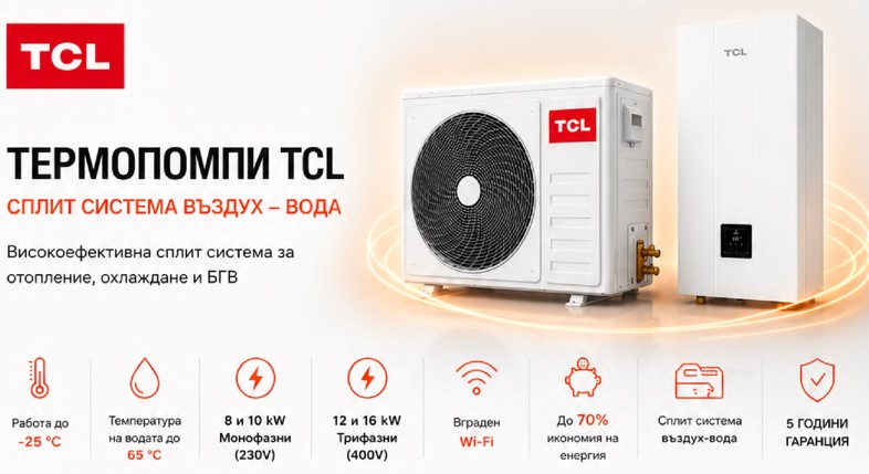 Термопомпа TCL 8 kW – интелигентно решение за отопление, охлаждане и битова гореща вода
