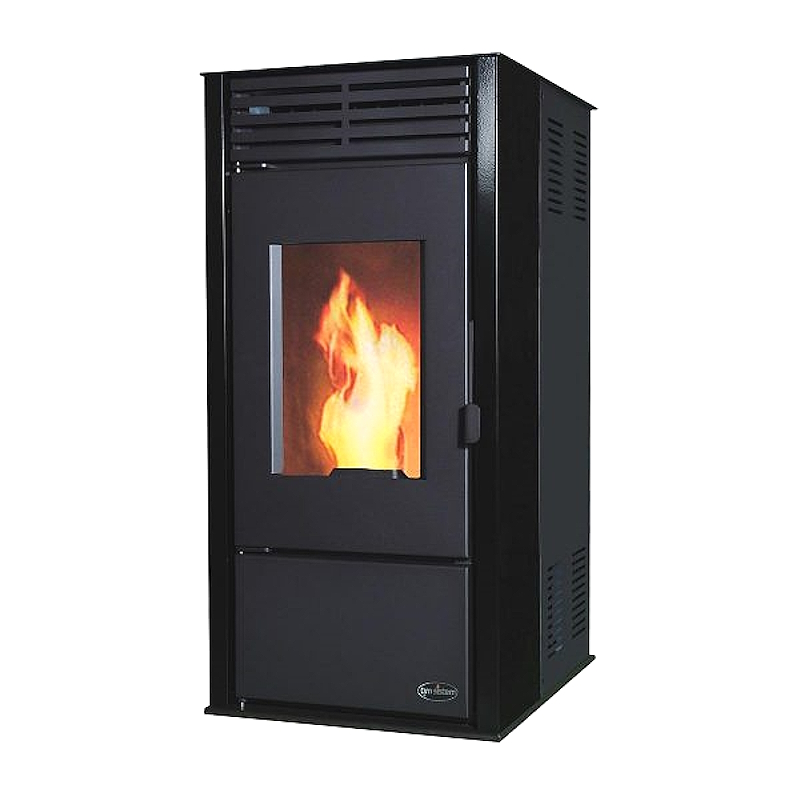 Суха пелетна камина RITTIUM 7 – 10 kW с метален корпус, черна.